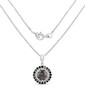 full view of tourmalinated quartz and black spinel pendant necklace in rhodium over sterling silver