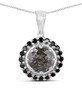 tourmalinated quartz and black spinel pendant necklace in rhodium over sterling silver