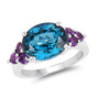 london blue topaz and amethyst ring in rhodium over sterling silver