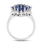 side view of kyanite round cluster ring in rhodium over sterling silver