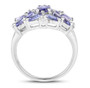side view of tanzanite and white topaz cluster ring in rhodium over sterling silver