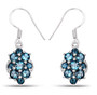 london blue topaz fishhook earrings in rhodium over sterling silver