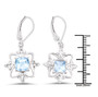blue topaz leverback earrings in rhodium over sterling silver shown for size comparison