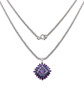 full view of amethyst and tanzanite pendant necklace in rhodium over sterling silver
