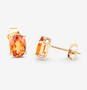 full view of oval spessartine garnet stud earrings in 14k yellow gold