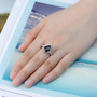 black garnet and white zircon ring in sterling silver