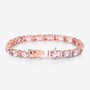 clasp detail of morganite and diamond tennis bracelet in 14k rose gold