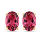 oval cut pink tourmaline stud earrings in 14k yellow gold