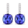 tanzanite and diamond earrings in 14k white gold