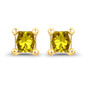 square cut yellow diamond stud earrings in 14k yellow gold