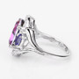 side view of mystic quartz tanzanite and white zircon ring in rhodium over sterling silver