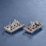 rectangular black and red garnet cluster earrings in rhodium over sterling silver