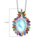 oval rainbow moonstone and multi gemstone halo pendant necklace in rhodium over sterling silver shown for size comparison