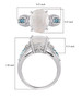 rainbow moonstone neon apatite and zircon ring in rhodium over sterling silver shown for size comparison