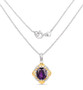 full view of amethyst and citrine pendant necklace in 18k yellow gold and rhodium over sterling silver