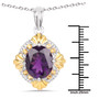 amethyst and citrine pendant necklace in 18k yellow gold and rhodium over sterling silver shown for size comparison