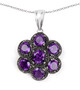 amethyst cluster pendant necklace in black and white rhodium over sterling silver