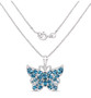 full view of london blue topaz cluster butterfly pendant necklace in rhodium over sterling silver
