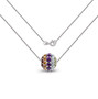 full view of multi gemstone round charm necklace in rhodium over sterling silver