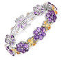 amethyst and citrine flower bracelet in yellow gold and rhodium over sterling silver