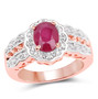 ruby and white topaz ring in rhodium and 14k rose gold over sterling silver