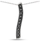 front view of black diamond modern bar pendant necklace in rhodium over sterling silver