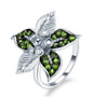 chrome diopside flower sterling silver ring front