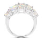 full view of ethiopian opal 6x4mm faceted oval cluster ring in rhodium over sterling silver