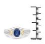 sapphire and diamond ring in 14k yellow gold and rhodium over sterling silver shown for size comparison
