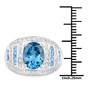 london blue topaz and white topaz dome cluster ring in rhodium over sterling silver