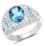 london blue topaz and white topaz dome cluster ring in rhodium over sterling silver