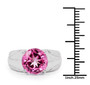 full view of 10mm round pink topaz solitaire ring in rhodium over sterling silver