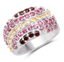 rhodolite garnet citrine and garnet dome ring in rhodium over sterling silver
