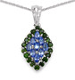 tanzanite and chrome diopside pendant necklace in rhodium over sterling silver