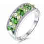 chrome diopside and peridot band ring in rhodium over sterling silver