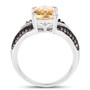 citrine champagne and white diamond rhodium over sterling silver ring side profile