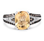 front view of citrine and champagne diamond ring in rhodium over sterling silver