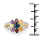 multi gemstone cluster ring in 14k yellow gold over sterling silver shown for size comparison