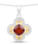hessonite garnet and diamond pendant necklace in 14k yellow gold and rhodium over sterling silver