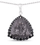 tourmalinated quartz and black spinel halo necklace in rhodium over sterling silver