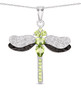 tanzanite and white zircon dragonfly pendant necklace in black and white rhodium over sterling silver