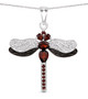 tanzanite and white zircon dragonfly pendant necklace in black and white rhodium over sterling silver
