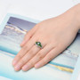 chrome diopside and white zircon ring in sterling silver