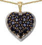 multi color sapphire heart pendant necklace in rhodium over sterling silver