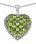 multi color sapphire heart pendant necklace in rhodium over sterling silver