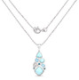 full view of larimar and blue topaz artesian crafted pendant necklace in rhodium over sterling silver
