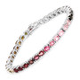 pink green and brown tourmaline tennis bracelet in rhodium over sterling silver