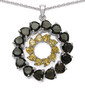 front view of heart sky blue topaz and rhodolite garnet pendant necklace in rhodium over sterling silver