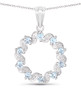 full view of london blue topaz and white topaz round pendant necklace in rhodium over sterling silver