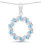 london blue topaz and white topaz round pendant necklace in rhodium over sterling silver